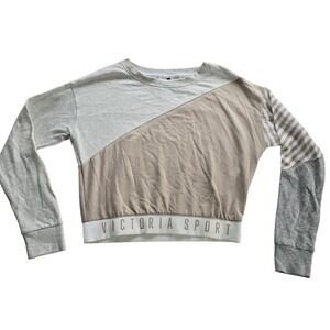 🆕️ Victoria Sport Color Block Cropped Pullover‎ Sweatshirt Athleisure Top
